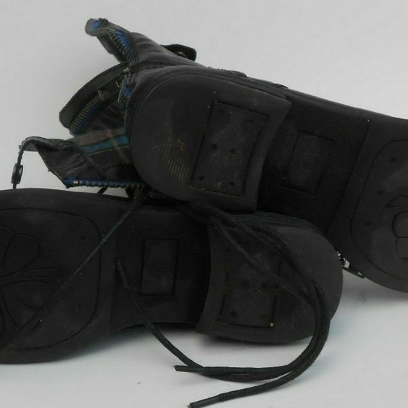 Cathy Jean Black Combat Boots Plaid Lining Fold Down Snap Zipper Womens Size 5 - Picture 10 of 11